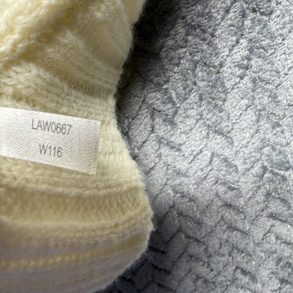 Lole Women's Cream Knit Poncho Sweater One Size Cowl Neck Chevron Pattern Cozy - Picture 11 of 13